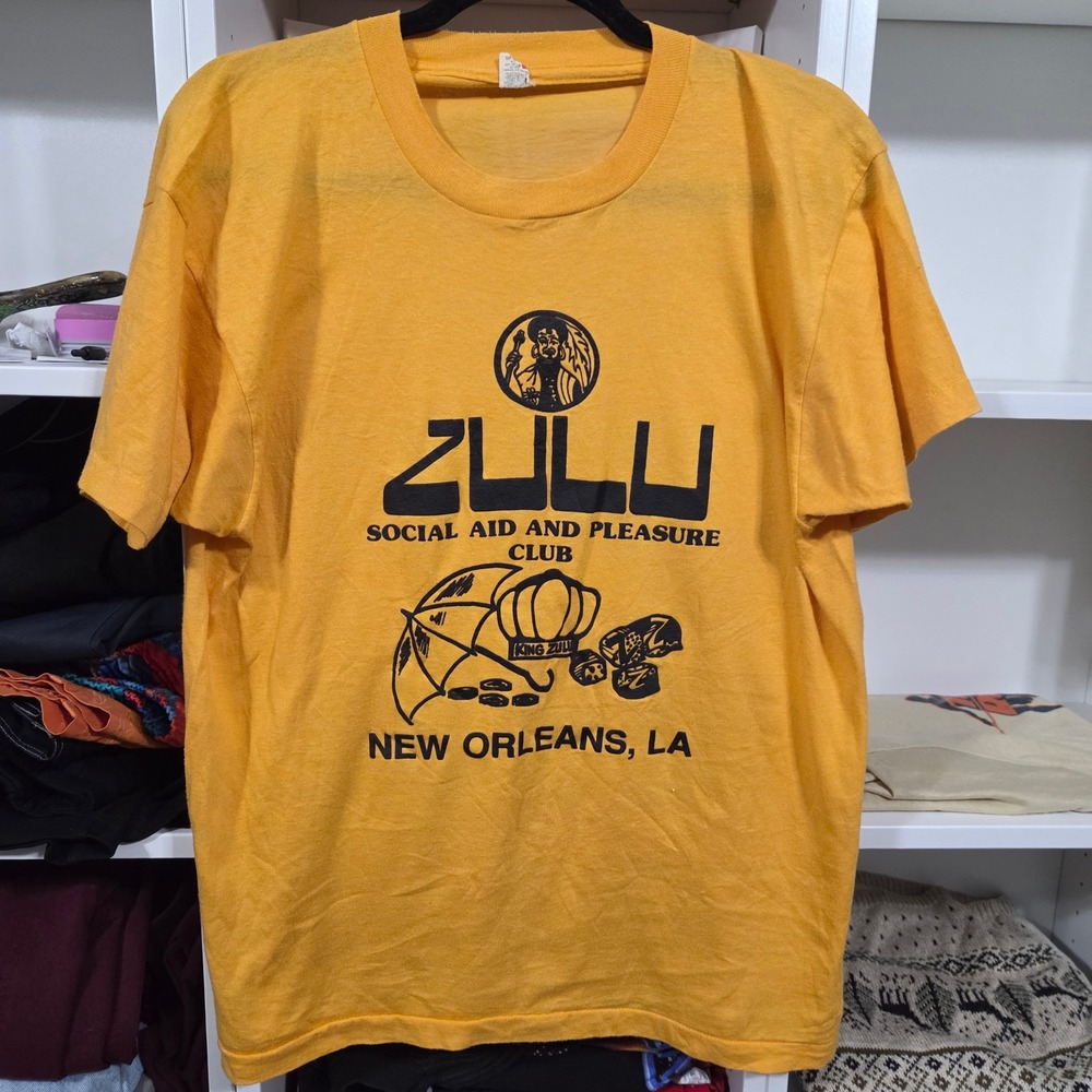 Vintage 80s Screen Stars Zulu Social Aid and Pleasure Club New Orleans shirt XL